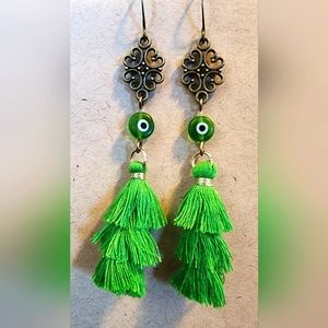 Green Evil Eye Earrings